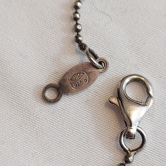 JUDITH JACK 925 Sterling Silver Ball Chain Marcasite Crystal Dog Tag Necklace - Picture 3 of 6